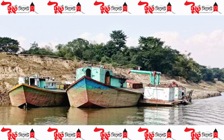 অবৈধভাবে বালু উত্তোলন: জাফলংয়ে ৬১টি নৌকাসহ ৩ জন গ্রেপ্তার