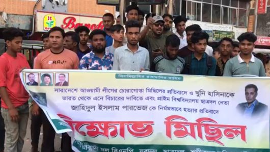 জকিগঞ্জ পৌরসভা বিএনপি-যুবদল ও ছাত্রদলের বিক্ষোভ মিছিল